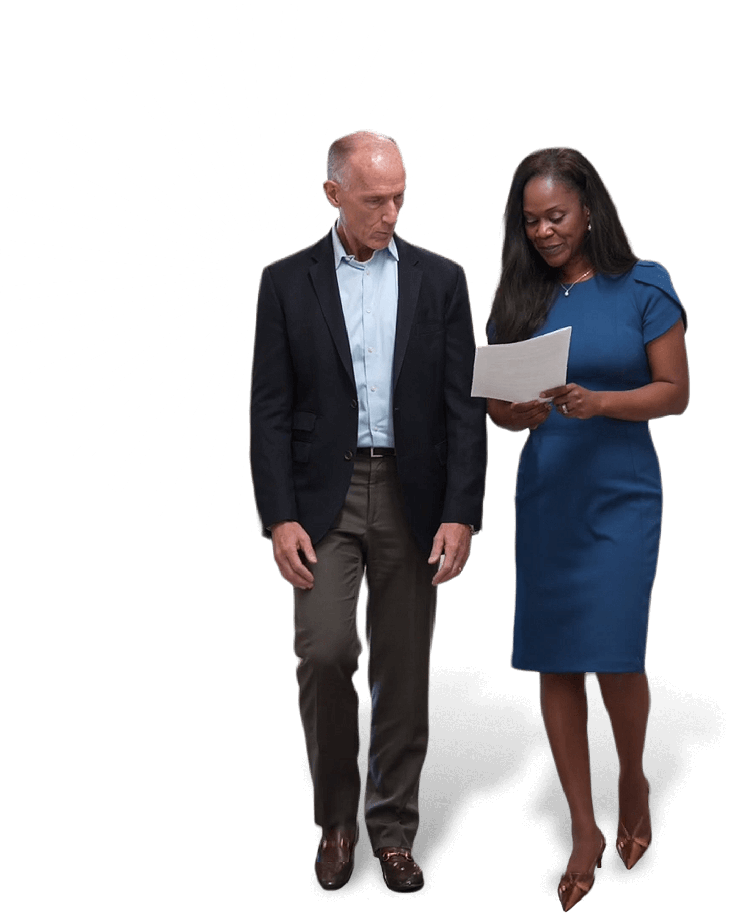 Two Catalyst leadership team members walking and talking