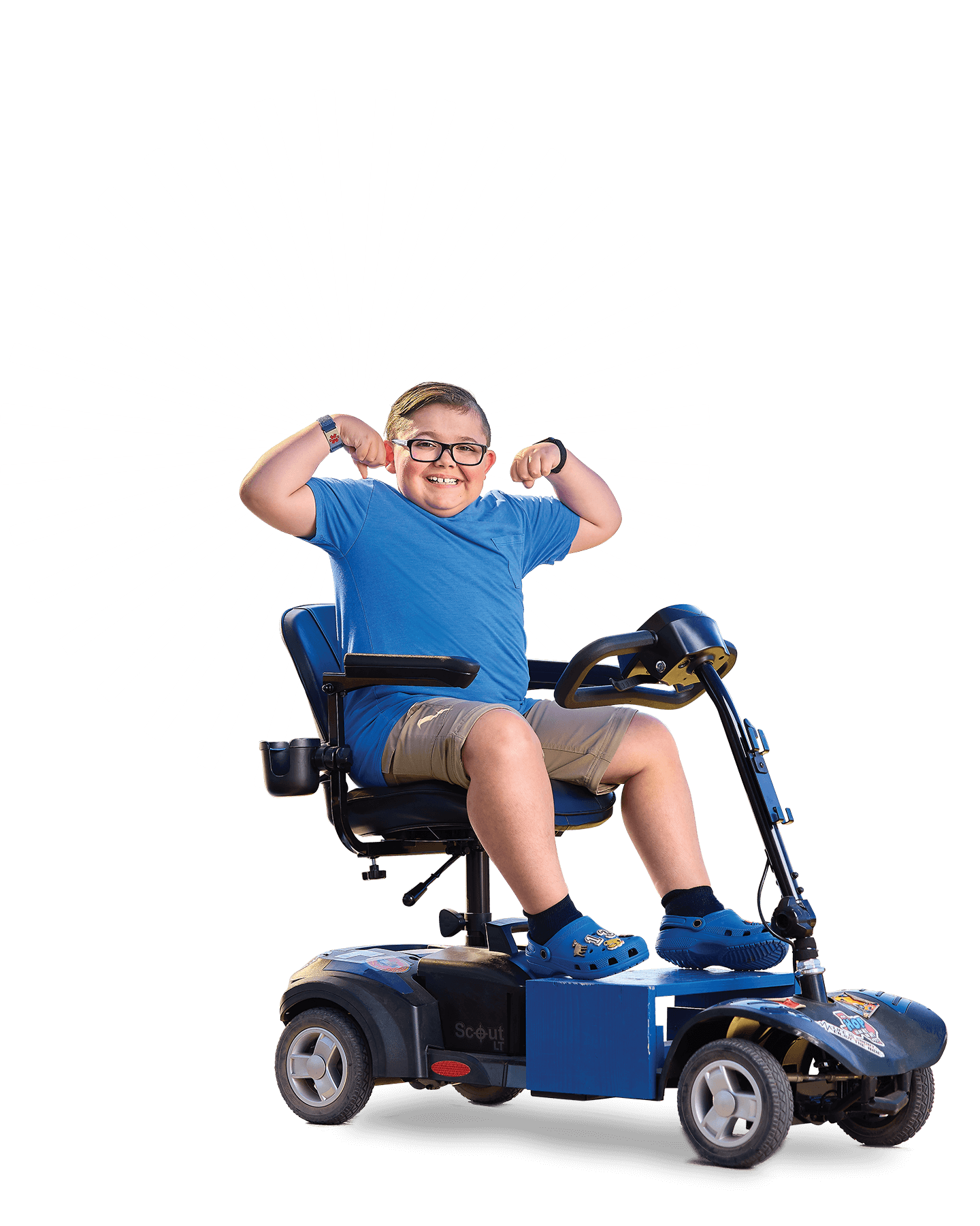 Young patient flexing his muscles